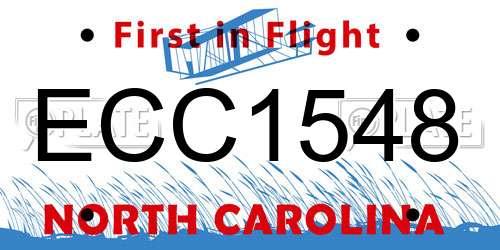 ECC1548 North Carolina License Plate