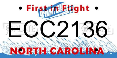 ECC2136 North Carolina License Plate