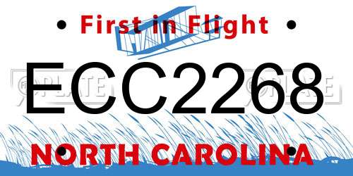 ECC2268 North Carolina License Plate
