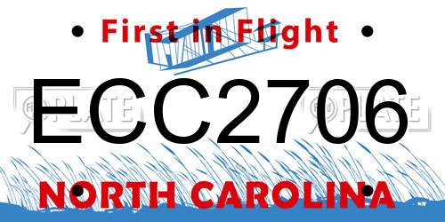 ECC2706 North Carolina License Plate