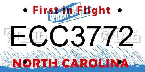 ECC3772 North Carolina License Plate