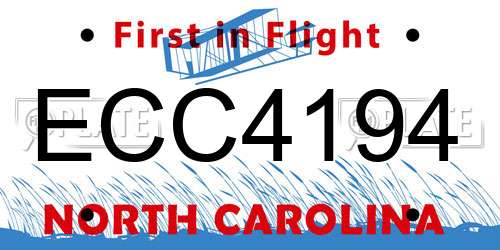 ECC4194 North Carolina License Plate