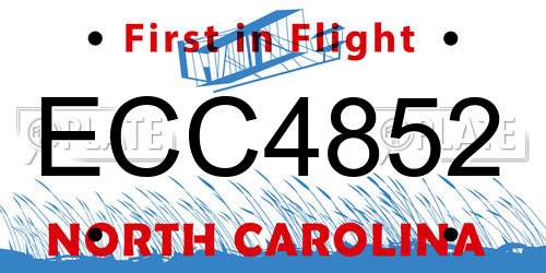 ECC4852 North Carolina License Plate