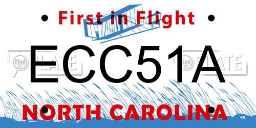 ECC51A North Carolina License Plate