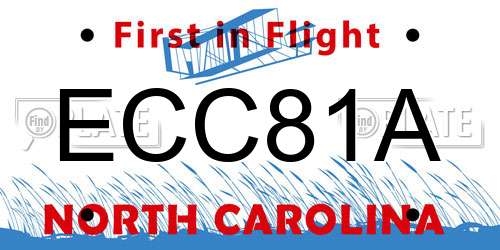 ECC81A North Carolina License Plate