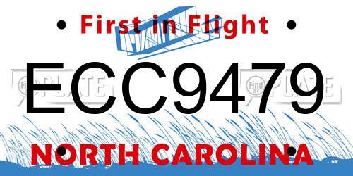 ECC9479 North Carolina License Plate