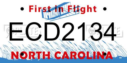 ECD2134 North Carolina License Plate
