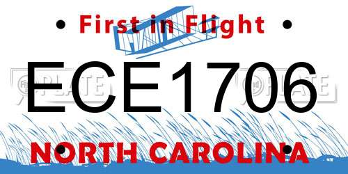 ECE1706 North Carolina License Plate