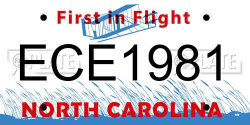 ECE1981 North Carolina License Plate