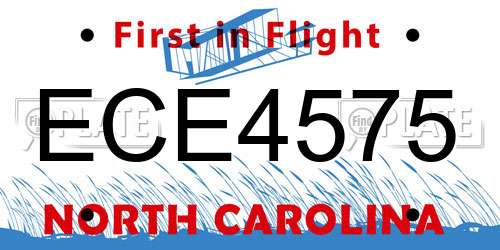 ECE4575 North Carolina License Plate
