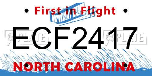 ECF2417 North Carolina License Plate