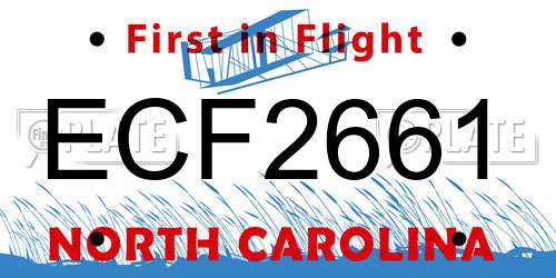 ECF2661 North Carolina License Plate
