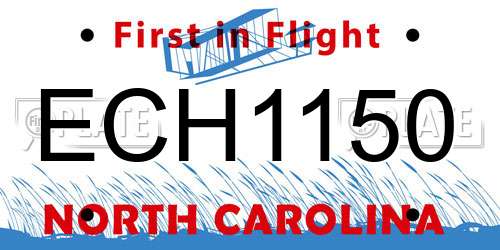 ECH1150 North Carolina License Plate
