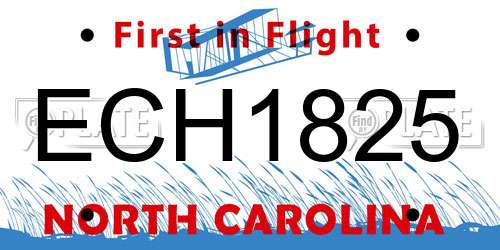 ECH1825 North Carolina License Plate