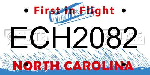 ECH2082 North Carolina License Plate