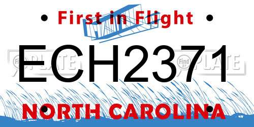 ECH2371 North Carolina License Plate