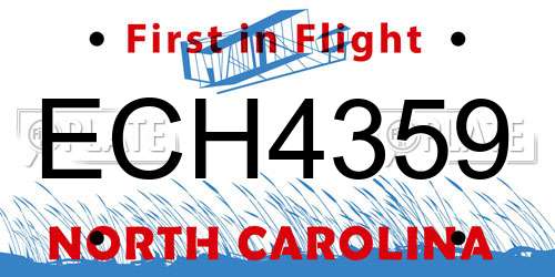 ECH4359 North Carolina License Plate