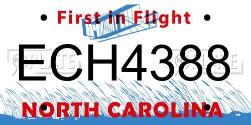 ECH4388 North Carolina License Plate