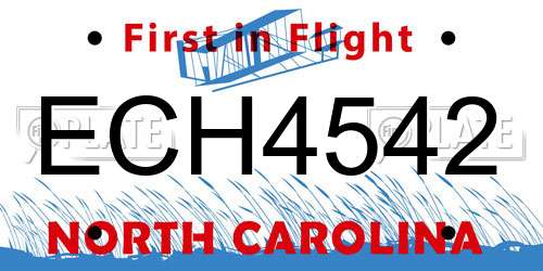 ECH4542 North Carolina License Plate