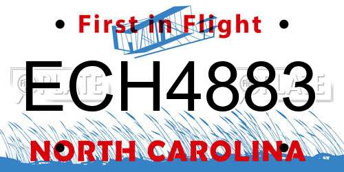 ECH4883 North Carolina License Plate