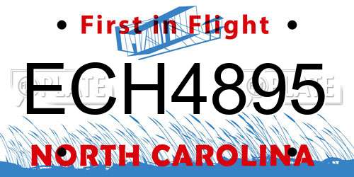 ECH4895 North Carolina License Plate