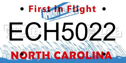 ECH5022 North Carolina License Plate
