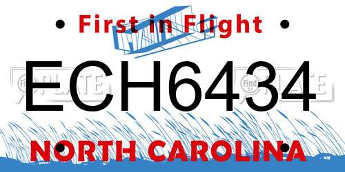 ECH6434 North Carolina License Plate