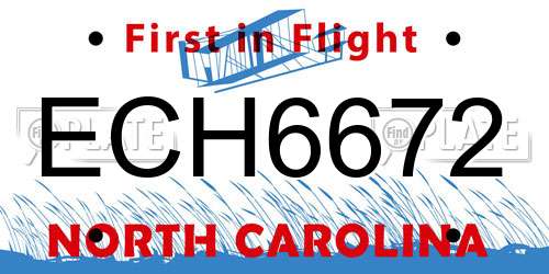 ECH6672 North Carolina License Plate