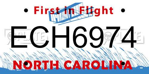 ECH6974 North Carolina License Plate