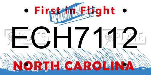 ECH7112 North Carolina License Plate