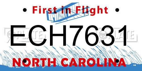 ECH7631 North Carolina License Plate