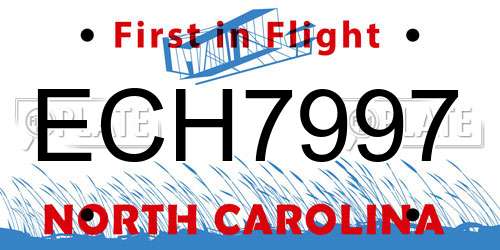 ECH7997 North Carolina License Plate