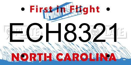 ECH8321 North Carolina License Plate