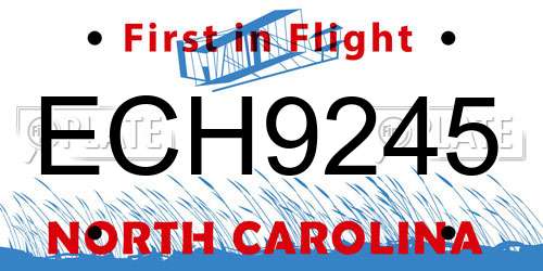 ECH9245 North Carolina License Plate