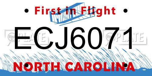 ECJ6071 North Carolina License Plate