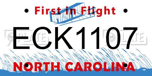 ECK1107 North Carolina License Plate