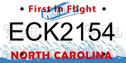ECK2154 North Carolina License Plate