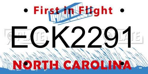 ECK2291 North Carolina License Plate