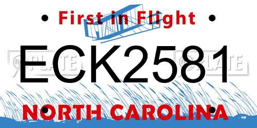 ECK2581 North Carolina License Plate