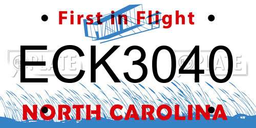 ECK3040 North Carolina License Plate