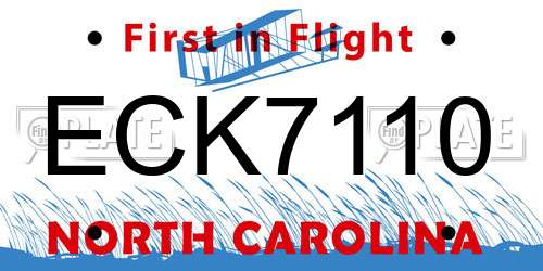 ECK7110 North Carolina License Plate