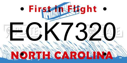ECK7320 North Carolina License Plate