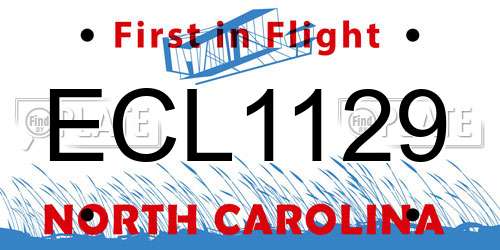 ECL1129 North Carolina License Plate