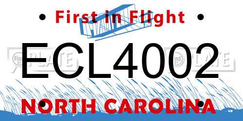 ECL4002 North Carolina License Plate
