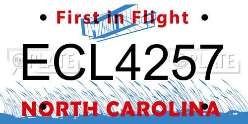ECL4257 North Carolina License Plate