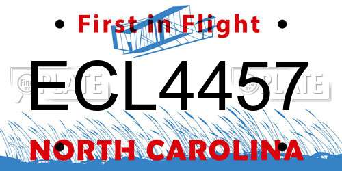 ECL4457 North Carolina License Plate