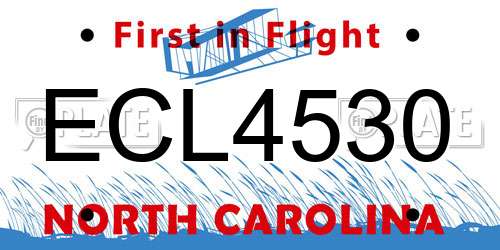ECL4530 North Carolina License Plate