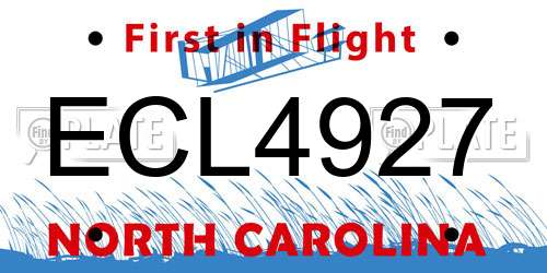 ECL4927 North Carolina License Plate