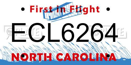 ECL6264 North Carolina License Plate
