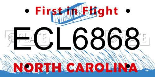ECL6868 North Carolina License Plate